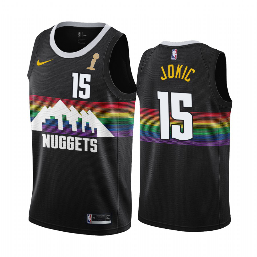 Nuggets #15 Nikola Jokic Youth 2023 NBA Finals Champions Black City ...